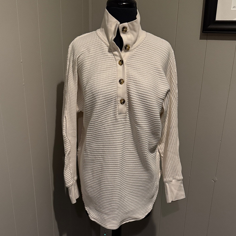 B22 Hatch Women 3/Large Cream Maternity Cowl Neck Sweater Casual Lounge